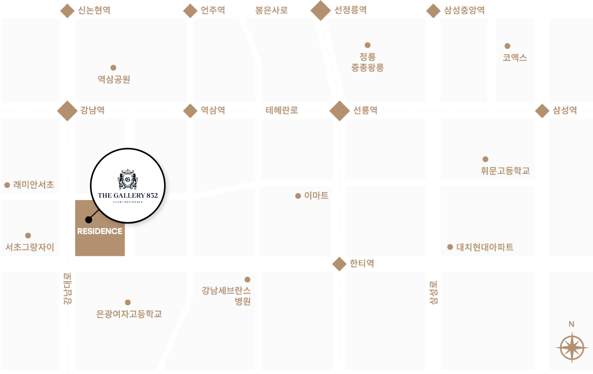 더갤러리832 입지도 – 강남대로 강남역 도보권 위치